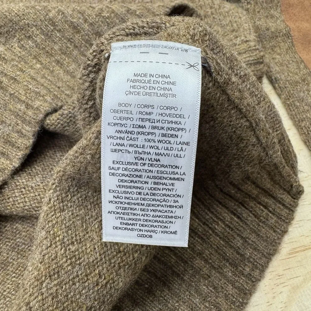 NEW Polo Ralph Lauren Aviator Wool Sweater Mens Crewneck Pullover 2XL Brown